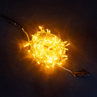 Светодиодная нить, 20 м., с динамикой, силикон, прозр. пр., желтый, LaitCom, арт. EST200-3W10-1Y 05-020