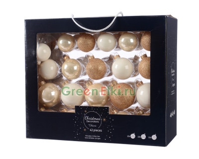Набор стеклянных шаров Благородный жемчуг mix, жемчужный, 42 шт., Kaemingk, арт. 157914