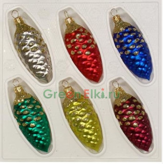 Набор игрушек на елку с ручной росписью Шишки, 6 шт., 10 см., Елочка, арт.  С 229