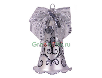 Елочное украшение Колокольчик Серебристый 8,5 см., серебрянный орнамент, Елочка, арт. С 1359-серебрянный