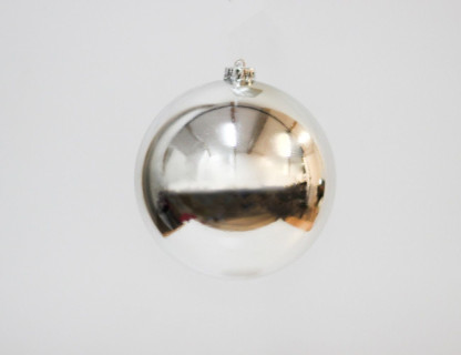 Однотонный пластиковый шар 150 мм, глянцевый, серебряный, арт. 1015117-03