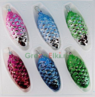 Набор игрушек на елку с ручной росписью Шишки Кедровые, 6 шт., 10 см., Елочка, арт. С 286