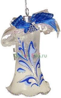 Елочное украшение Колокольчик Нежный 8,5 см., белый, Елочка, арт.  С 985