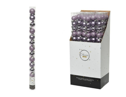 Набор пластиковых шаров Миниатюрные 30 мм., сиреневый туман, 14 шт., mix, Kaemingk, арт. 020489