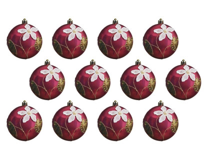 Набор пластиковых шаров Цветочки звёздочки 80 мм., 12 шт., Kaemingk, арт. 020326